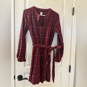 GAP shirt dress, red/black/pink plaid.